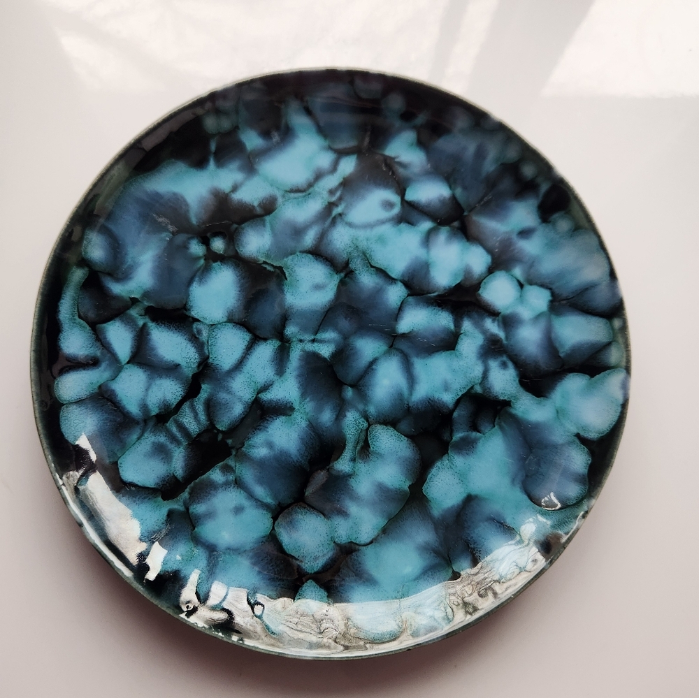 Vintage Original Blue Green Dryden Pottery Plate (Arkansas)